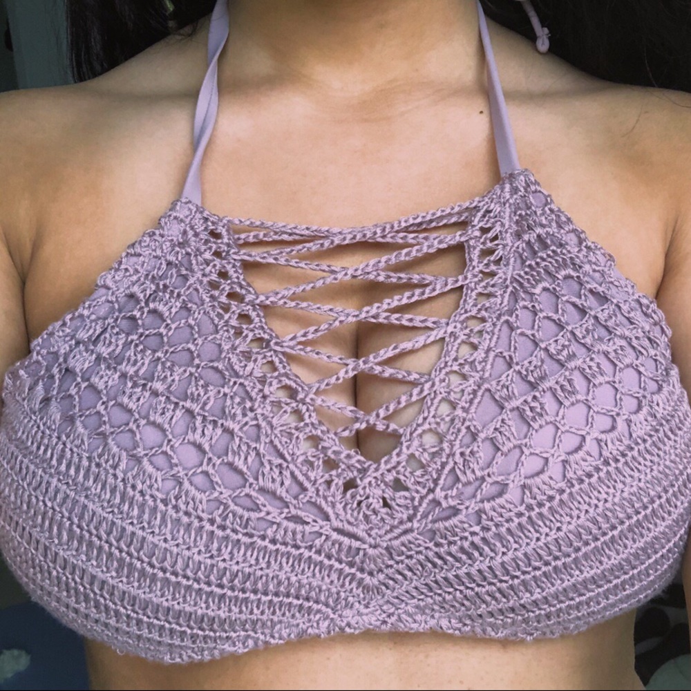 beautiful purple knit bikini top 💜